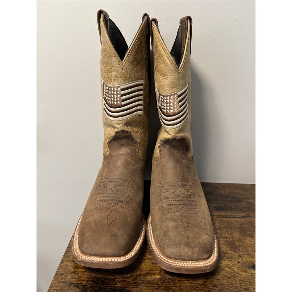 JB DILLON RESERVE Men's 7EE JBR1150EE Brown USA American Flag Cowboy‎ Boots